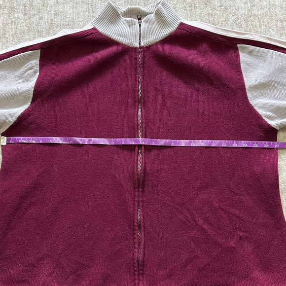 Joe Boxer Burgundy and Tan Color Block Zip Front Cardigan / Shacket Size XL - Picture 6 of 10